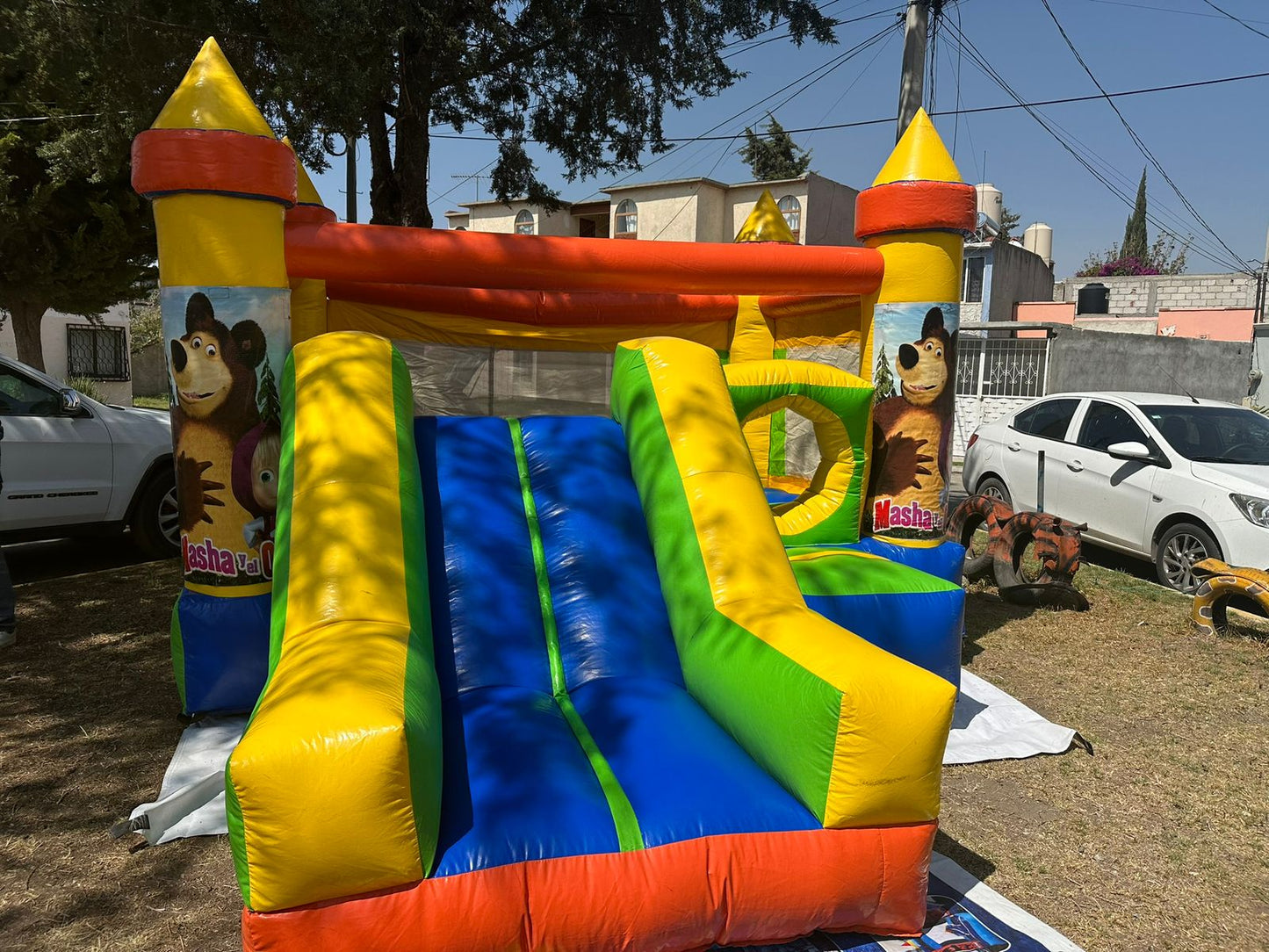 Inflable resbaladilla y aro